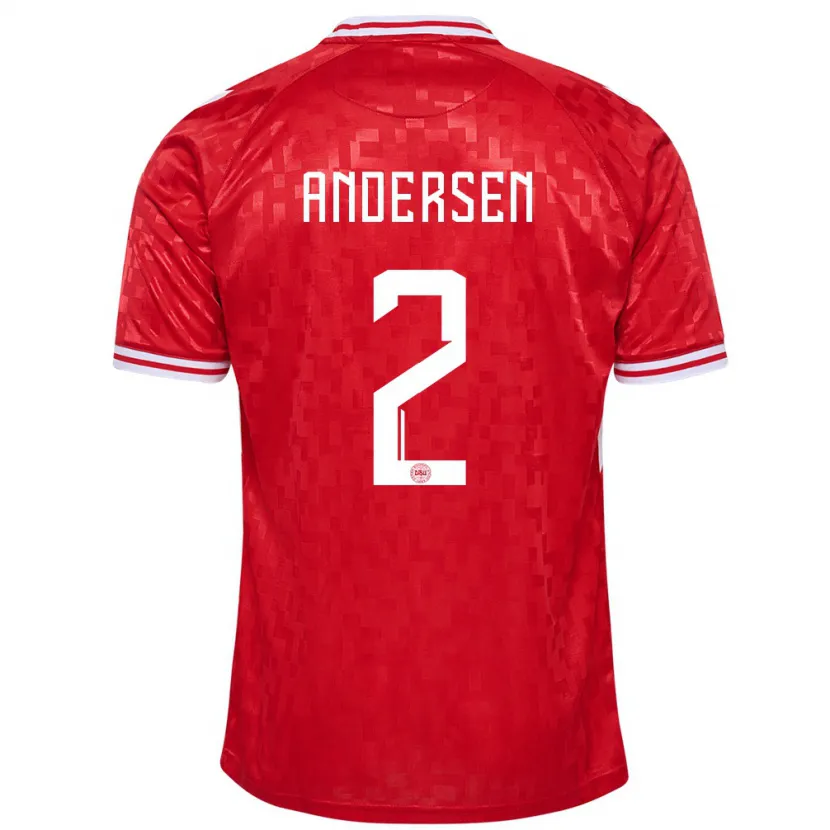 Danxen Børn Danmark Joachim Andersen #2 Rød Hjemmebane Spillertrøjer 24-26 Trøje T-Shirt