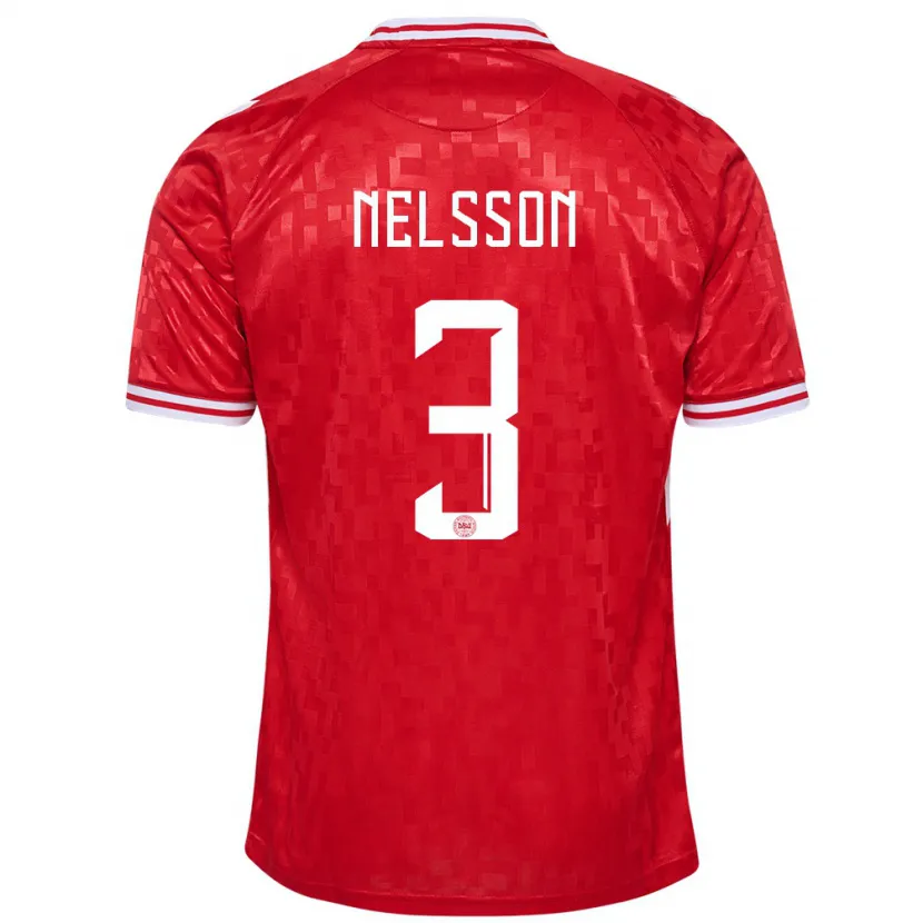 Danxen Børn Danmark Victor Nelsson #3 Rød Hjemmebane Spillertrøjer 24-26 Trøje T-Shirt