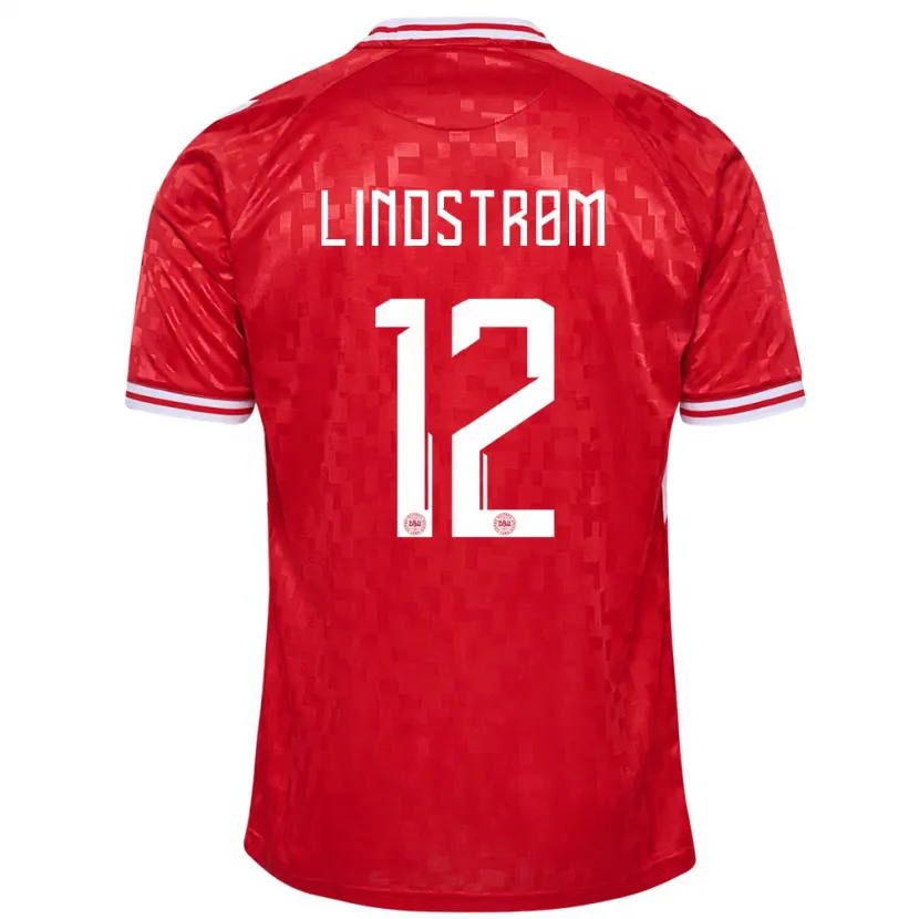 Danxen Børn Danmark Jesper Lindstrøm #12 Rød Hjemmebane Spillertrøjer 24-26 Trøje T-Shirt