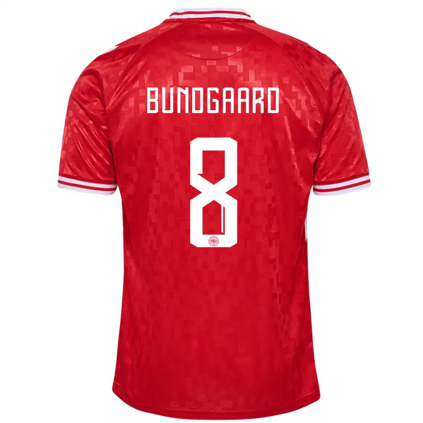 Danxen Børn Danmark Filip Bundgaard #8 Rød Hjemmebane Spillertrøjer 24-26 Trøje T-Shirt