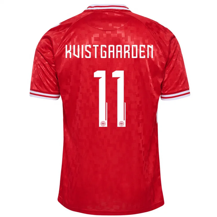 Danxen Børn Danmark Mathias Kvistgaarden #11 Rød Hjemmebane Spillertrøjer 24-26 Trøje T-Shirt