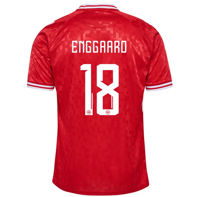 Danxen Børn Danmark Mads Enggaard #18 Rød Hjemmebane Spillertrøjer 24-26 Trøje T-Shirt