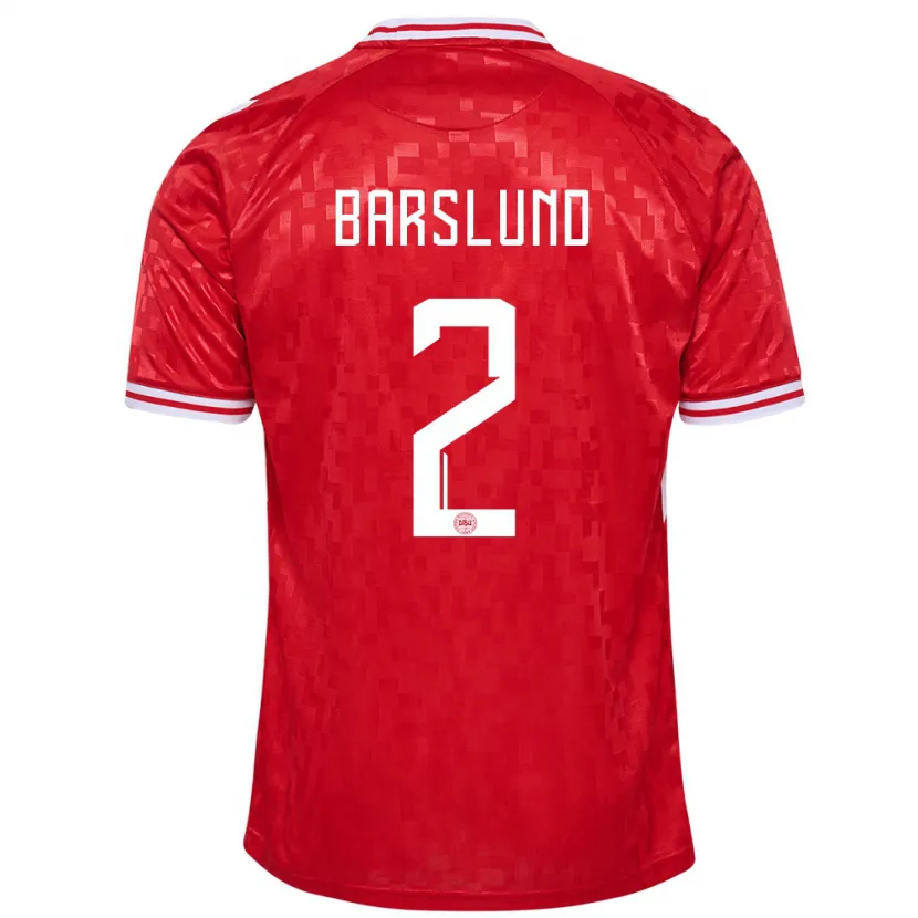 Danxen Børn Danmark Kaare Barslund #2 Rød Hjemmebane Spillertrøjer 24-26 Trøje T-Shirt