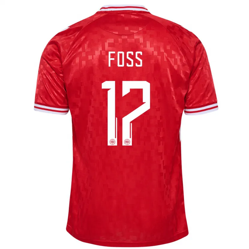 Danxen Børn Danmark Jonathan Foss #17 Rød Hjemmebane Spillertrøjer 24-26 Trøje T-Shirt