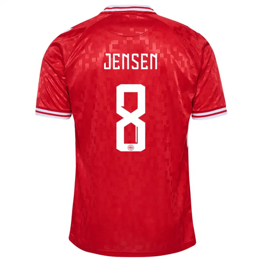 Danxen Børn Danmark Tobias Lund Jensen #8 Rød Hjemmebane Spillertrøjer 24-26 Trøje T-Shirt