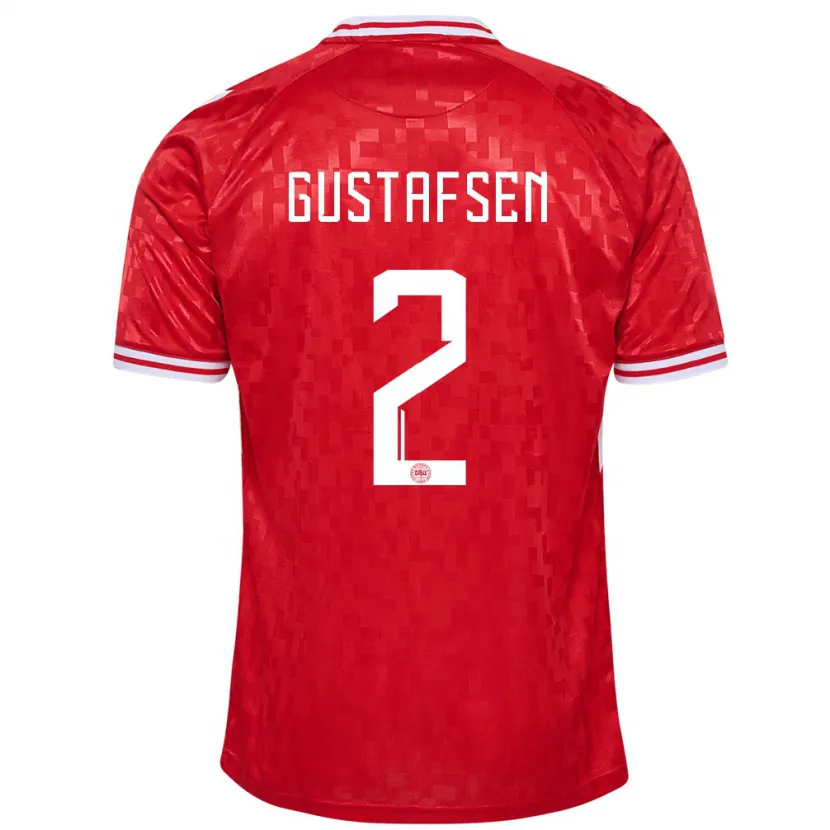 Danxen Børn Danmark Victor Gustafsen #2 Rød Hjemmebane Spillertrøjer 24-26 Trøje T-Shirt