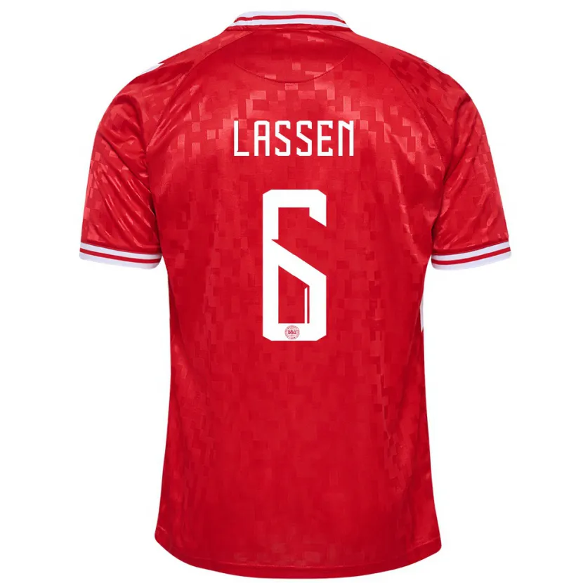 Danxen Børn Danmark Noah Lassen #6 Rød Hjemmebane Spillertrøjer 24-26 Trøje T-Shirt