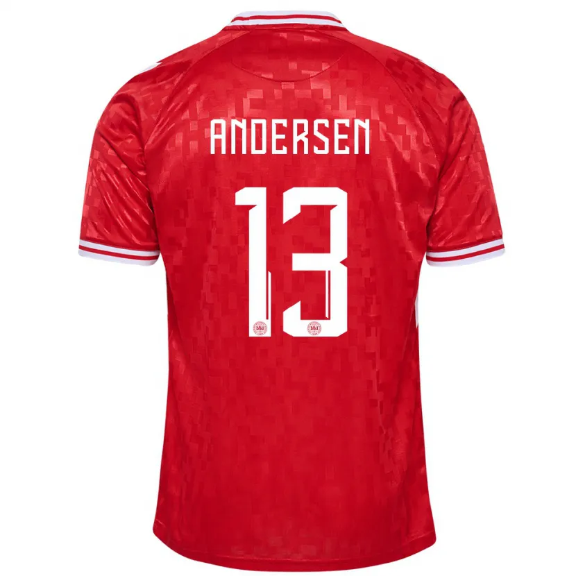 Danxen Børn Danmark Frej Andersen #13 Rød Hjemmebane Spillertrøjer 24-26 Trøje T-Shirt