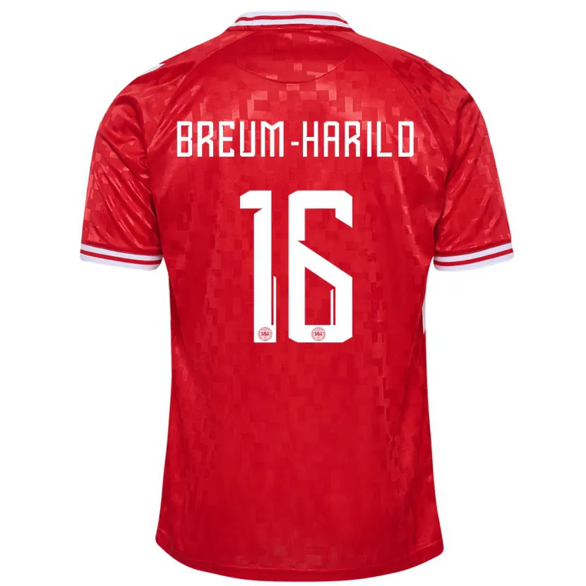 Danxen Børn Danmark Tobias Breum-Harild #16 Rød Hjemmebane Spillertrøjer 24-26 Trøje T-Shirt