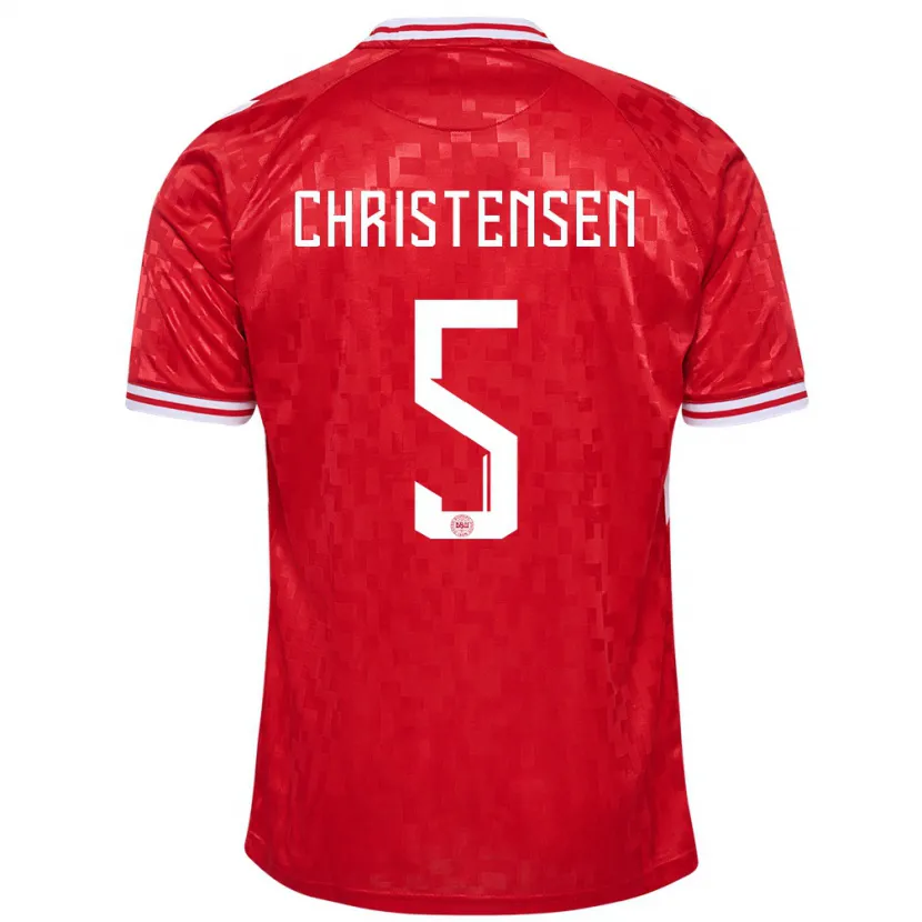 Danxen Børn Danmark Aske Christensen #5 Rød Hjemmebane Spillertrøjer 24-26 Trøje T-Shirt