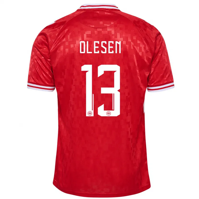 Danxen Børn Danmark Karoline Olesen #13 Rød Hjemmebane Spillertrøjer 24-26 Trøje T-Shirt