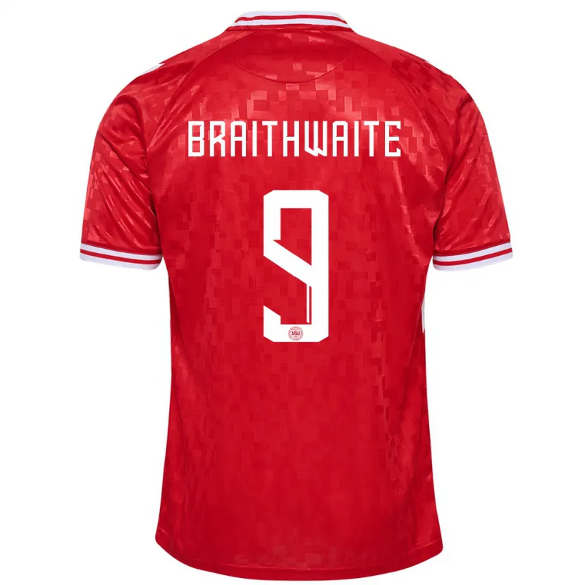 Danxen Børn Danmark Martin Braithwaite #9 Rød Hjemmebane Spillertrøjer 24-26 Trøje T-Shirt