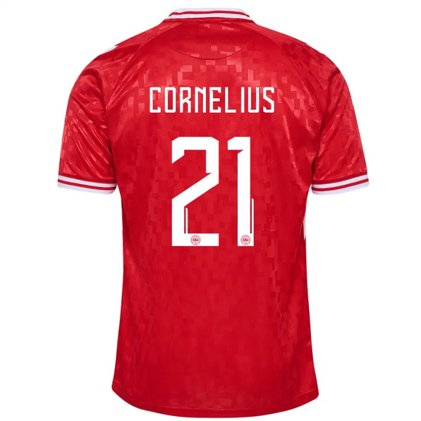 Danxen Børn Danmark Andreas Cornelius #21 Rød Hjemmebane Spillertrøjer 24-26 Trøje T-Shirt