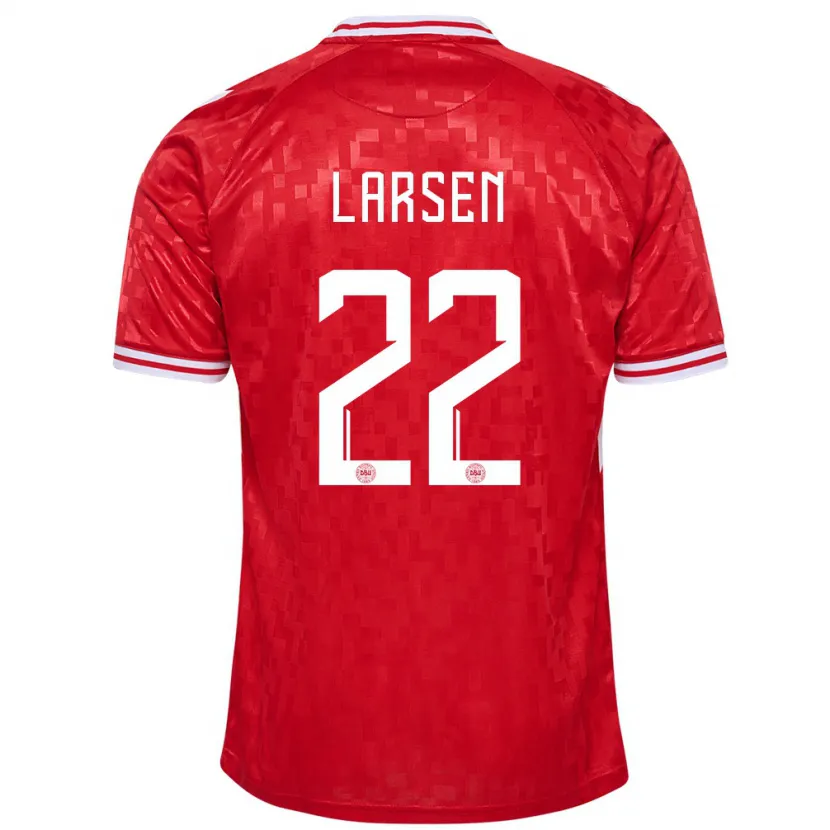 Danxen Børn Danmark Kathrine Larsen #22 Rød Hjemmebane Spillertrøjer 24-26 Trøje T-Shirt