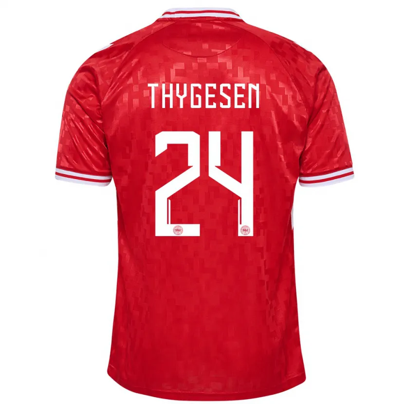 Danxen Børn Danmark Sarah Thygesen #24 Rød Hjemmebane Spillertrøjer 24-26 Trøje T-Shirt