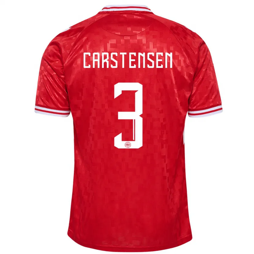 Danxen Børn Danmark Rasmus Carstensen #3 Rød Hjemmebane Spillertrøjer 24-26 Trøje T-Shirt