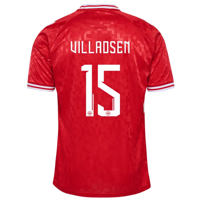 Danxen Børn Danmark Oliver Villadsen #15 Rød Hjemmebane Spillertrøjer 24-26 Trøje T-Shirt