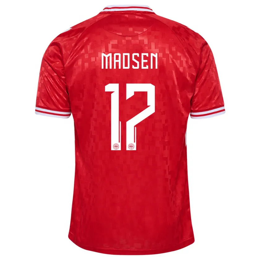 Danxen Børn Danmark Nicolas Madsen #17 Rød Hjemmebane Spillertrøjer 24-26 Trøje T-Shirt