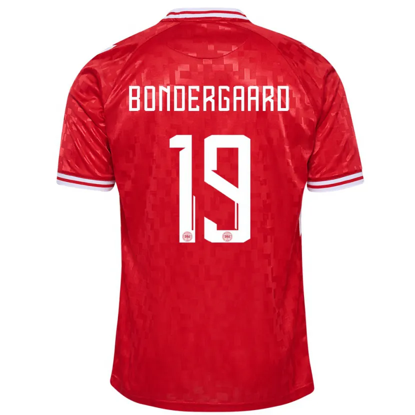 Danxen Børn Danmark Asbjorn Bondergaard #19 Rød Hjemmebane Spillertrøjer 24-26 Trøje T-Shirt