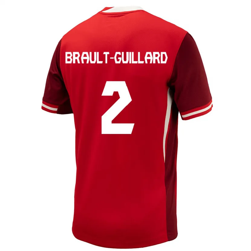 Danxen Børn Canada Zachary Brault-Guillard #2 Rød Hjemmebane Spillertrøjer 24-26 Trøje T-Shirt