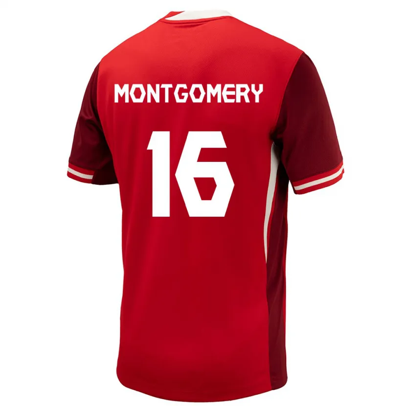 Danxen Børn Canada Callum Montgomery #16 Rød Hjemmebane Spillertrøjer 24-26 Trøje T-Shirt