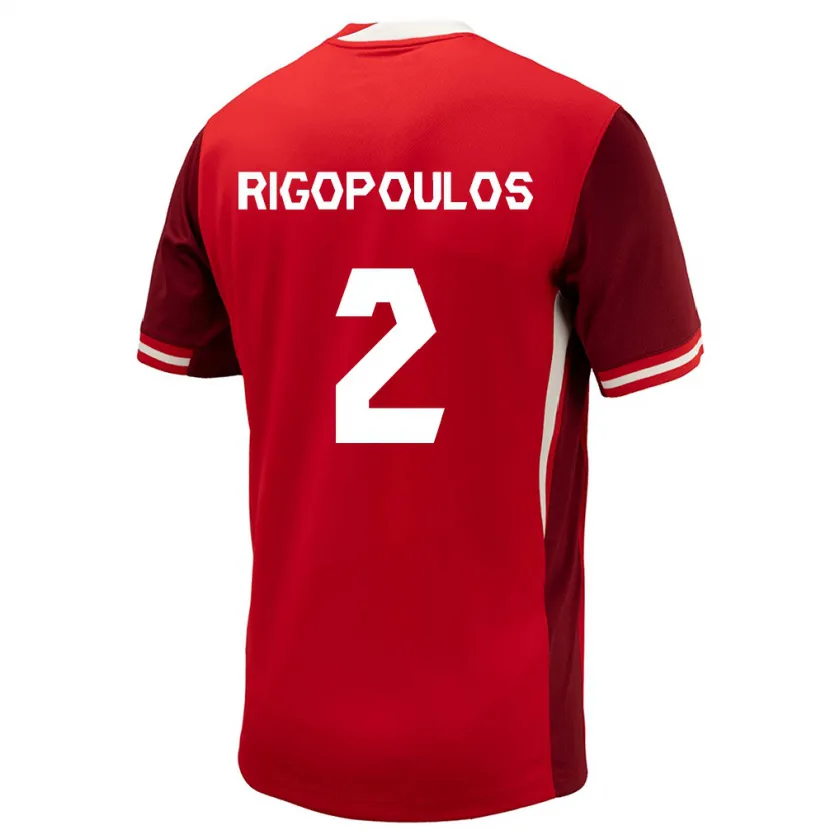 Danxen Børn Canada Theo Rigopoulos #2 Rød Hjemmebane Spillertrøjer 24-26 Trøje T-Shirt