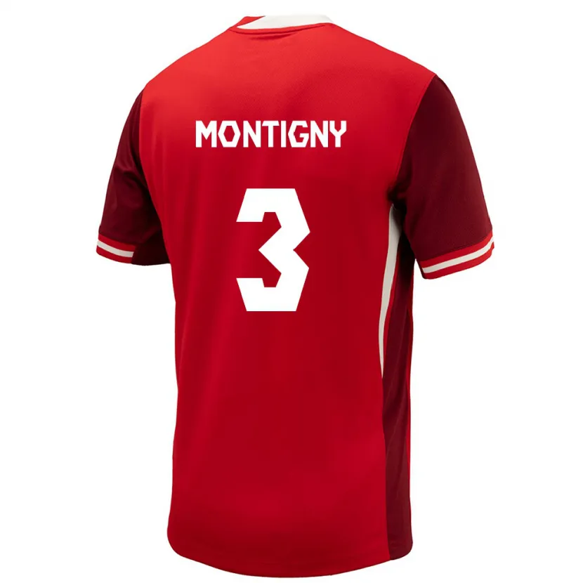 Danxen Børn Canada Gaël De Montigny #3 Rød Hjemmebane Spillertrøjer 24-26 Trøje T-Shirt