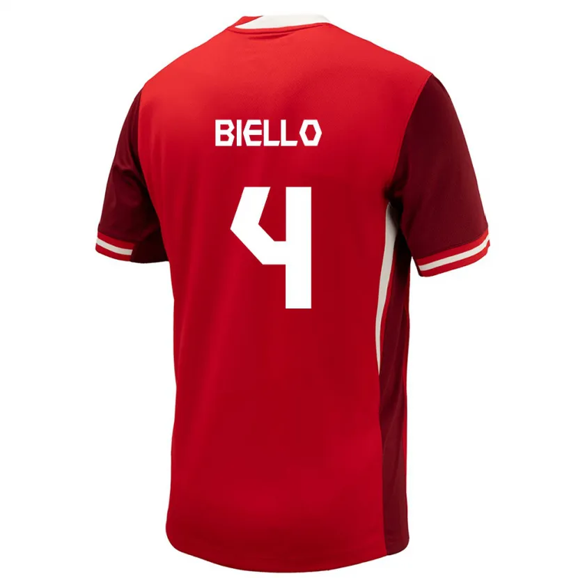 Danxen Børn Canada Alessandro Biello #4 Rød Hjemmebane Spillertrøjer 24-26 Trøje T-Shirt