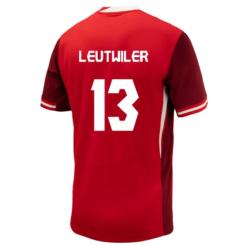 Danxen Børn Canada Jayson Leutwiler #13 Rød Hjemmebane Spillertrøjer 24-26 Trøje T-Shirt