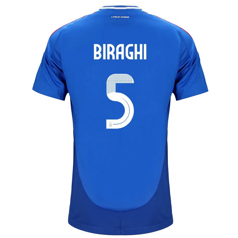 Danxen Børn Italien Cristiano Biraghi #5 Blå Hjemmebane Spillertrøjer 24-26 Trøje T-Shirt