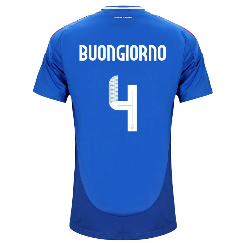 Danxen Børn Italien Alessandro Buongiorno #4 Blå Hjemmebane Spillertrøjer 24-26 Trøje T-Shirt