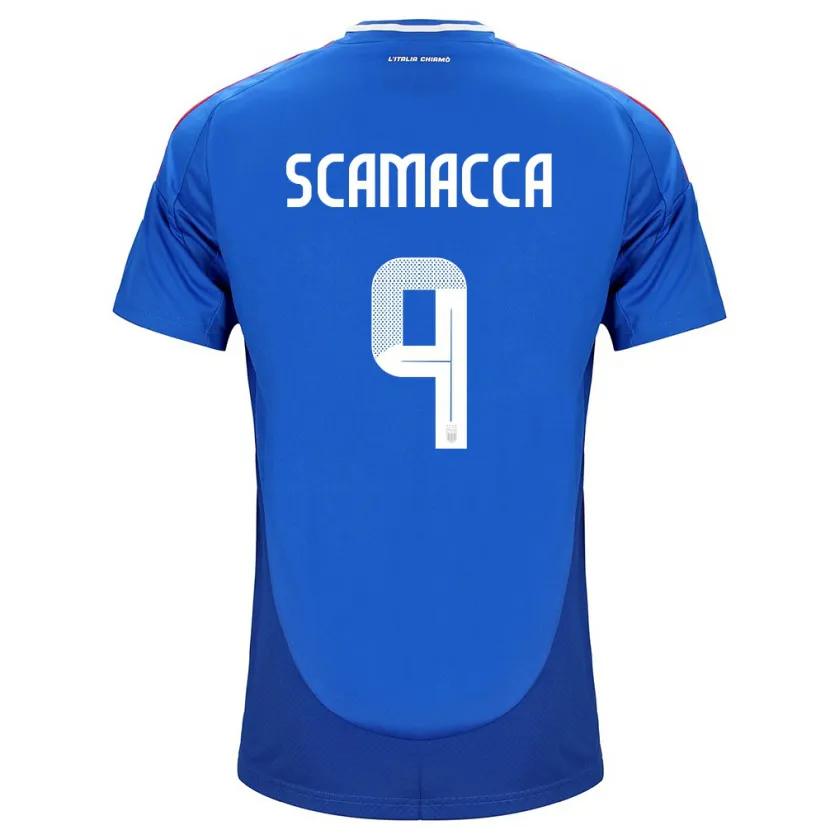 Danxen Børn Italien Gianluca Scamacca #9 Blå Hjemmebane Spillertrøjer 24-26 Trøje T-Shirt