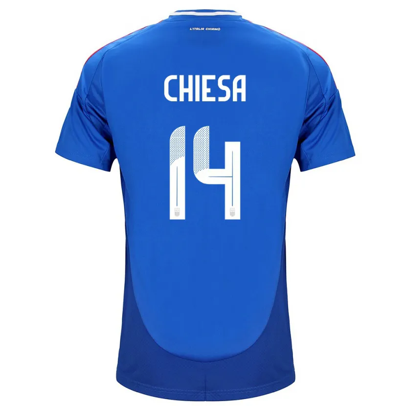 Danxen Børn Italien Federico Chiesa #14 Blå Hjemmebane Spillertrøjer 24-26 Trøje T-Shirt