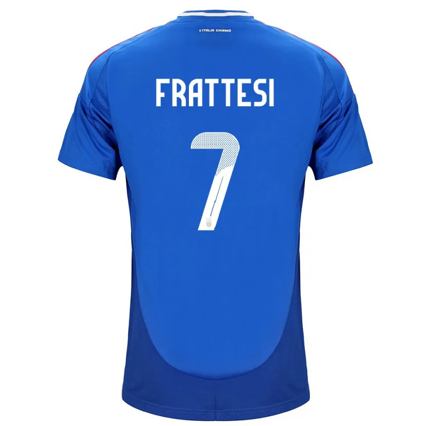 Danxen Børn Italien Davide Frattesi #7 Blå Hjemmebane Spillertrøjer 24-26 Trøje T-Shirt