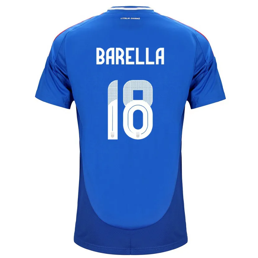 Danxen Børn Italien Nicolò Barella #18 Blå Hjemmebane Spillertrøjer 24-26 Trøje T-Shirt