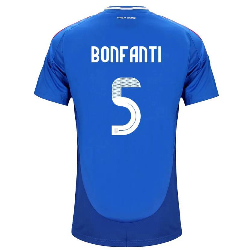 Danxen Børn Italien Giovanni Bonfanti #5 Blå Hjemmebane Spillertrøjer 24-26 Trøje T-Shirt