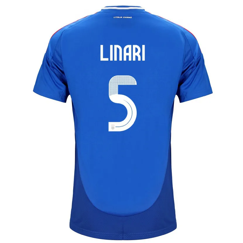 Danxen Børn Italien Elena Linari #5 Blå Hjemmebane Spillertrøjer 24-26 Trøje T-Shirt