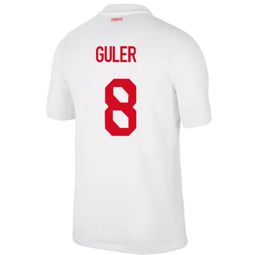 Danxen Børn Tyrkiet Arda Güler #8 Hvid Hjemmebane Spillertrøjer 24-26 Trøje T-Shirt