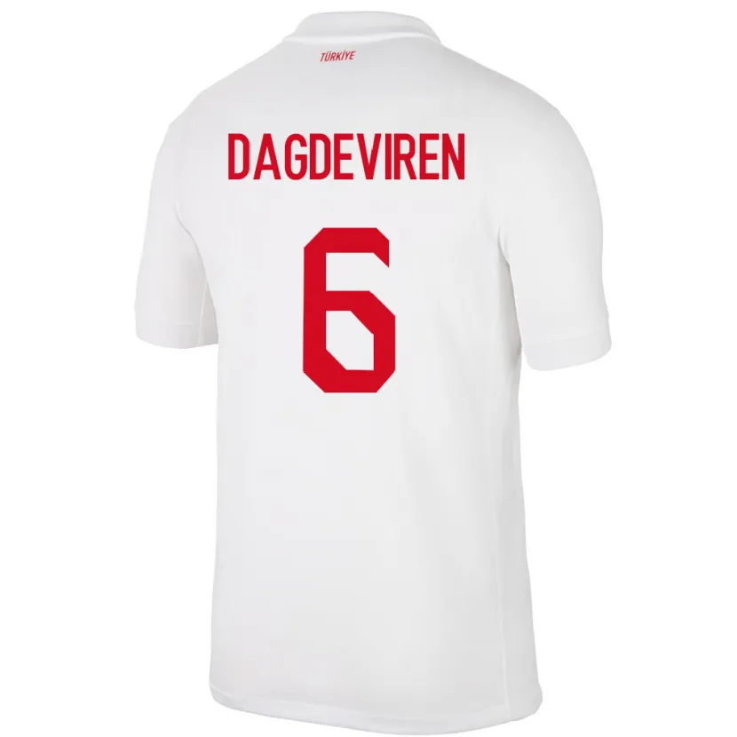 Danxen Børn Tyrkiet Diren Dağdeviren #6 Hvid Hjemmebane Spillertrøjer 24-26 Trøje T-Shirt