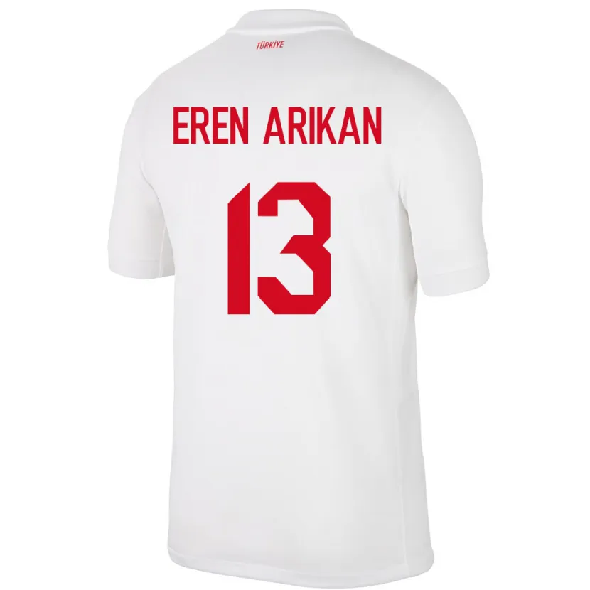 Danxen Børn Tyrkiet Muhammed Eren Arıkan #13 Hvid Hjemmebane Spillertrøjer 24-26 Trøje T-Shirt