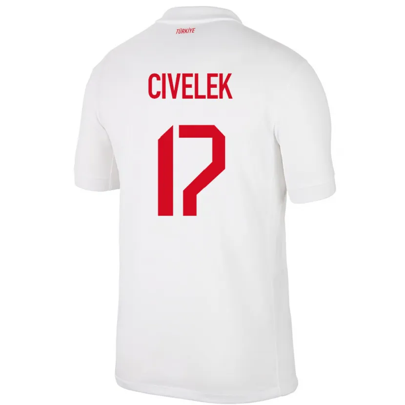 Danxen Børn Tyrkiet İlayda Civelek #17 Hvid Hjemmebane Spillertrøjer 24-26 Trøje T-Shirt