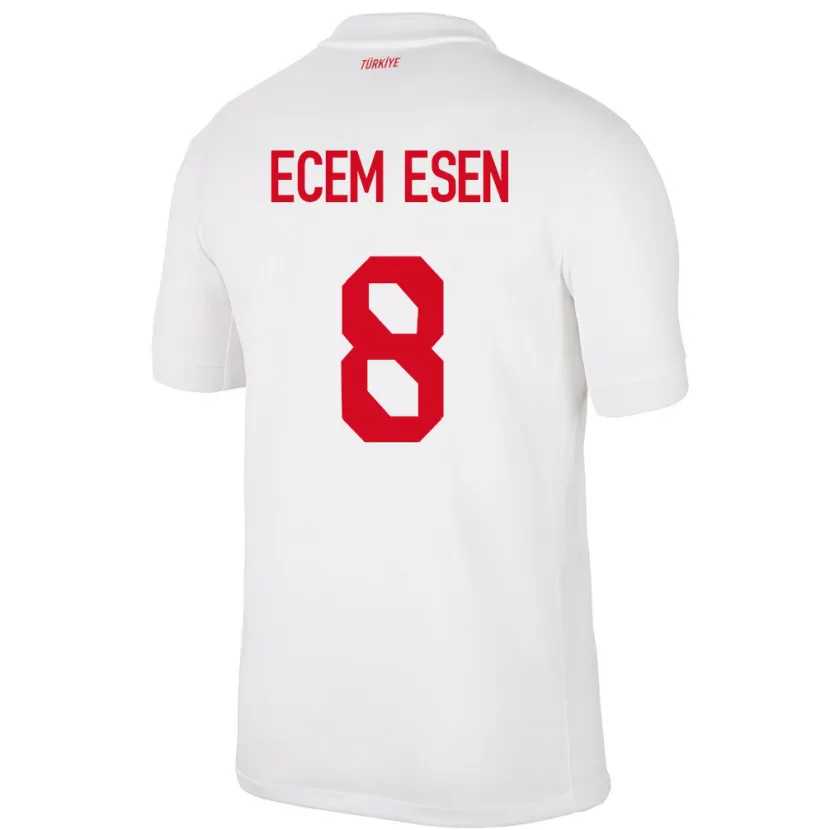 Danxen Børn Tyrkiet Emine Ecem Esen #8 Hvid Hjemmebane Spillertrøjer 24-26 Trøje T-Shirt