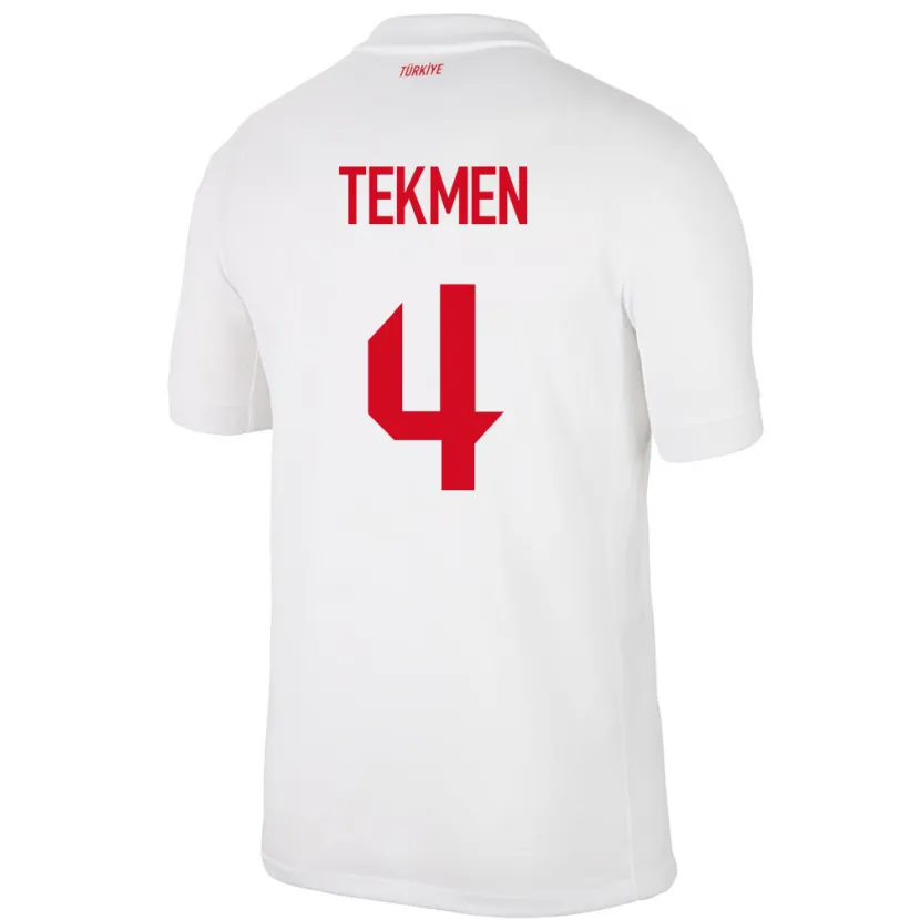 Danxen Børn Tyrkiet Ece Tekmen #4 Hvid Hjemmebane Spillertrøjer 24-26 Trøje T-Shirt