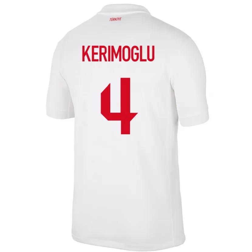 Danxen Børn Tyrkiet Zeynap Kerimoğlu #4 Hvid Hjemmebane Spillertrøjer 24-26 Trøje T-Shirt