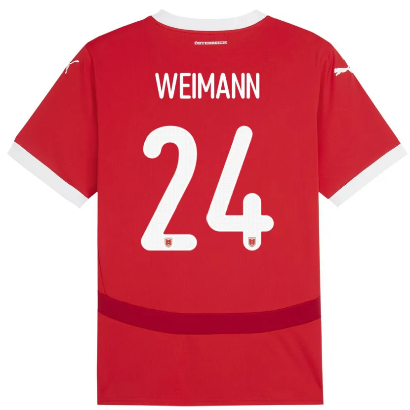 Danxen Børn Østrig Andreas Weimann #24 Rød Hjemmebane Spillertrøjer 24-26 Trøje T-Shirt