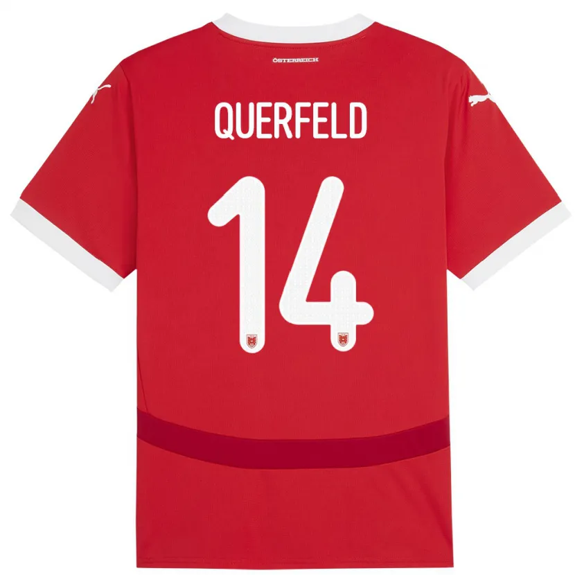 Danxen Børn Østrig Leopold Querfeld #14 Rød Hjemmebane Spillertrøjer 24-26 Trøje T-Shirt