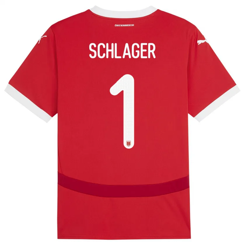 Danxen Børn Østrig Alexander Schlager #1 Rød Hjemmebane Spillertrøjer 24-26 Trøje T-Shirt