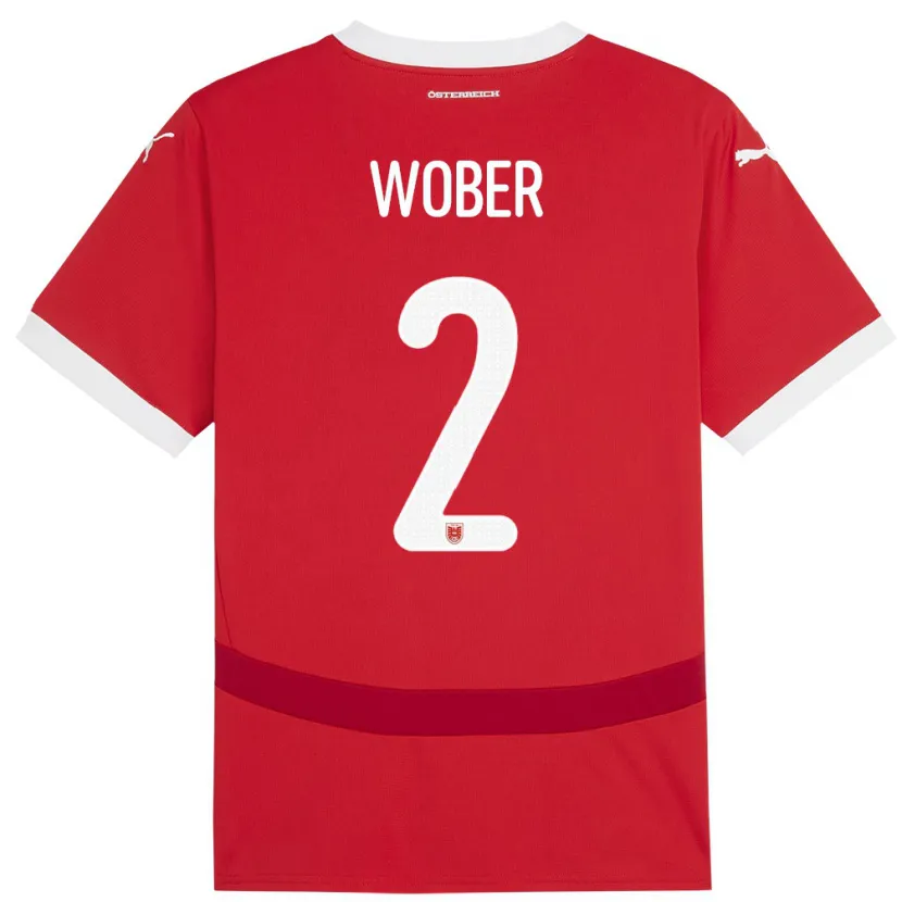 Danxen Børn Østrig Maximilian Wöber #2 Rød Hjemmebane Spillertrøjer 24-26 Trøje T-Shirt