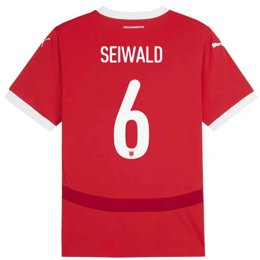 Danxen Børn Østrig Nicolas Seiwald #6 Rød Hjemmebane Spillertrøjer 24-26 Trøje T-Shirt