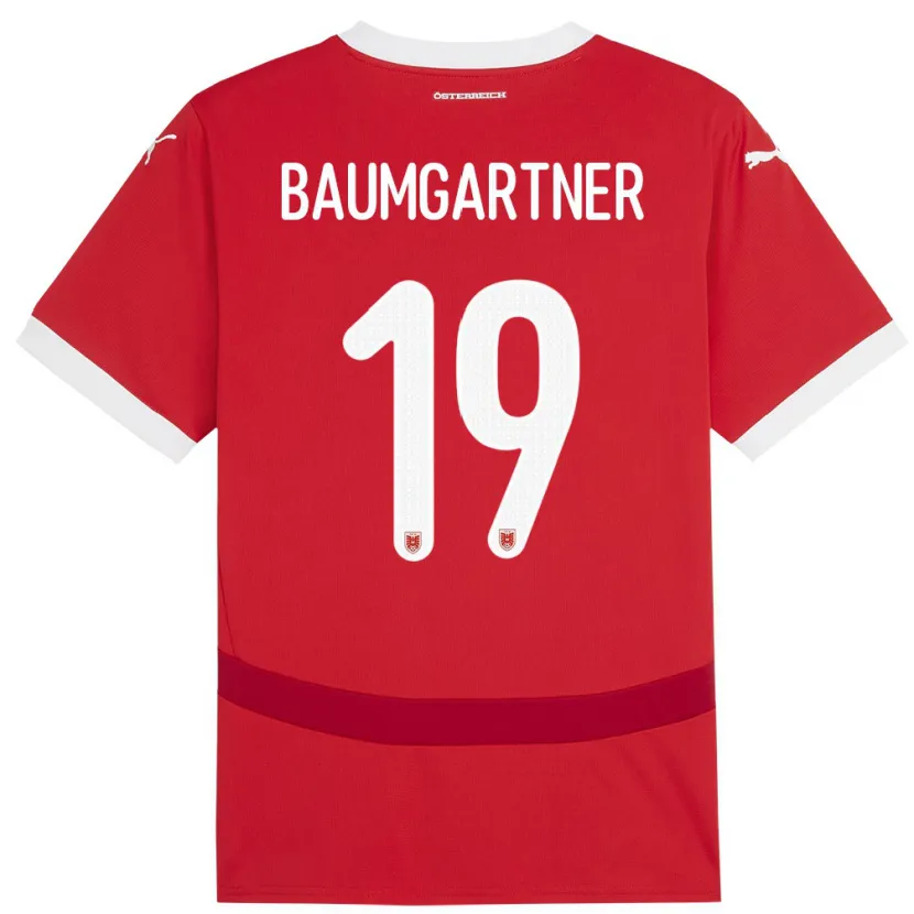 Danxen Børn Østrig Christoph Baumgartner #19 Rød Hjemmebane Spillertrøjer 24-26 Trøje T-Shirt